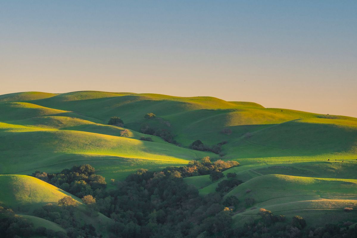 Rolling green hills and countryside in Central Kentucky