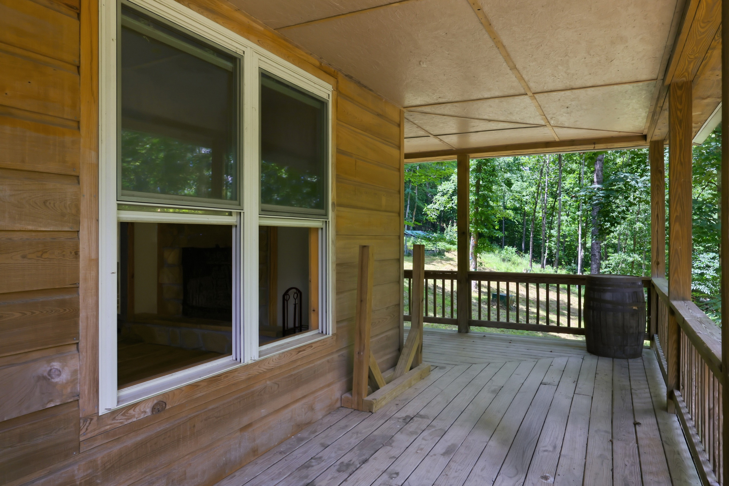 Covered porch with cypress siding