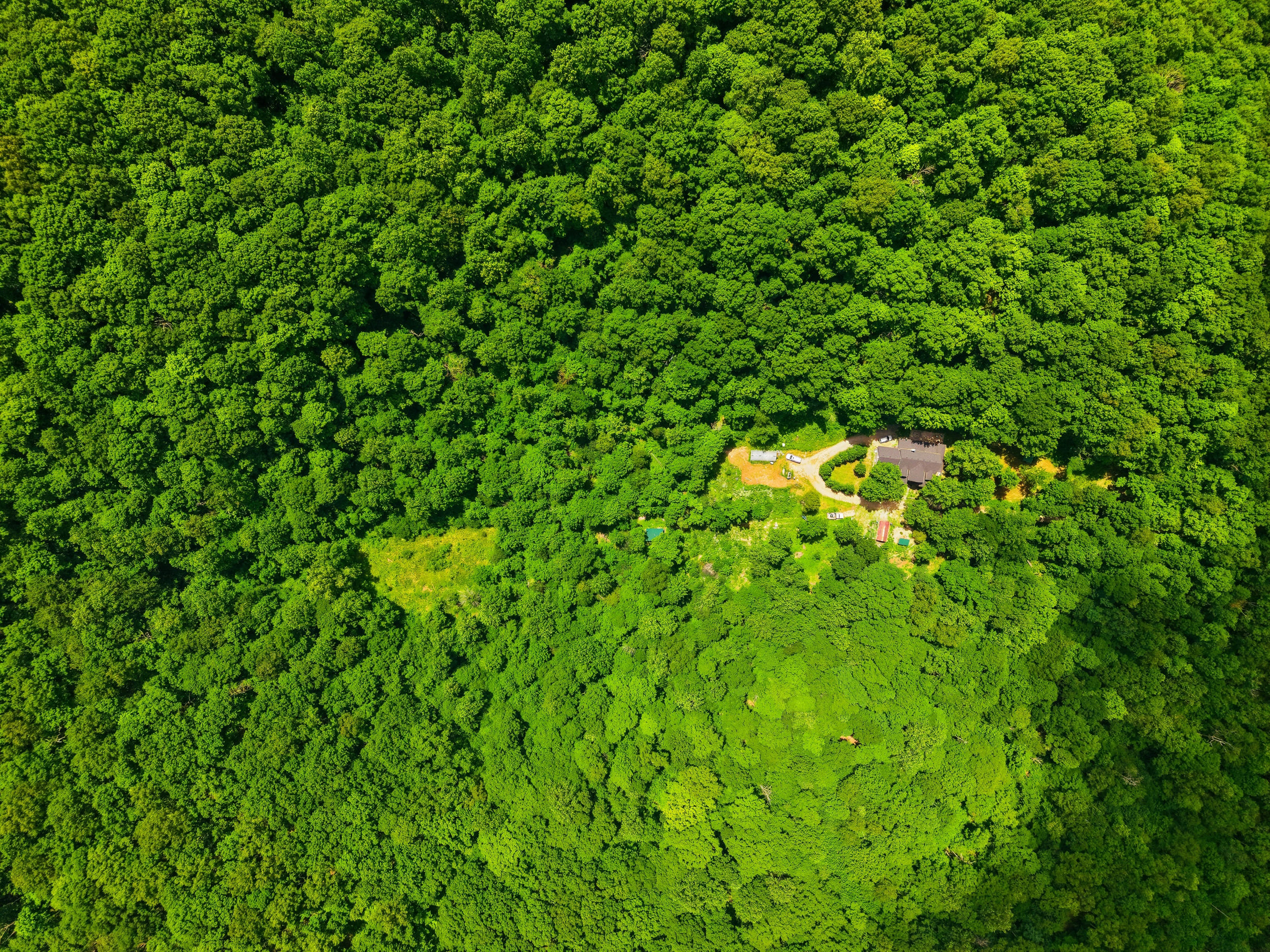 Aerial wide view of surrounding countryside