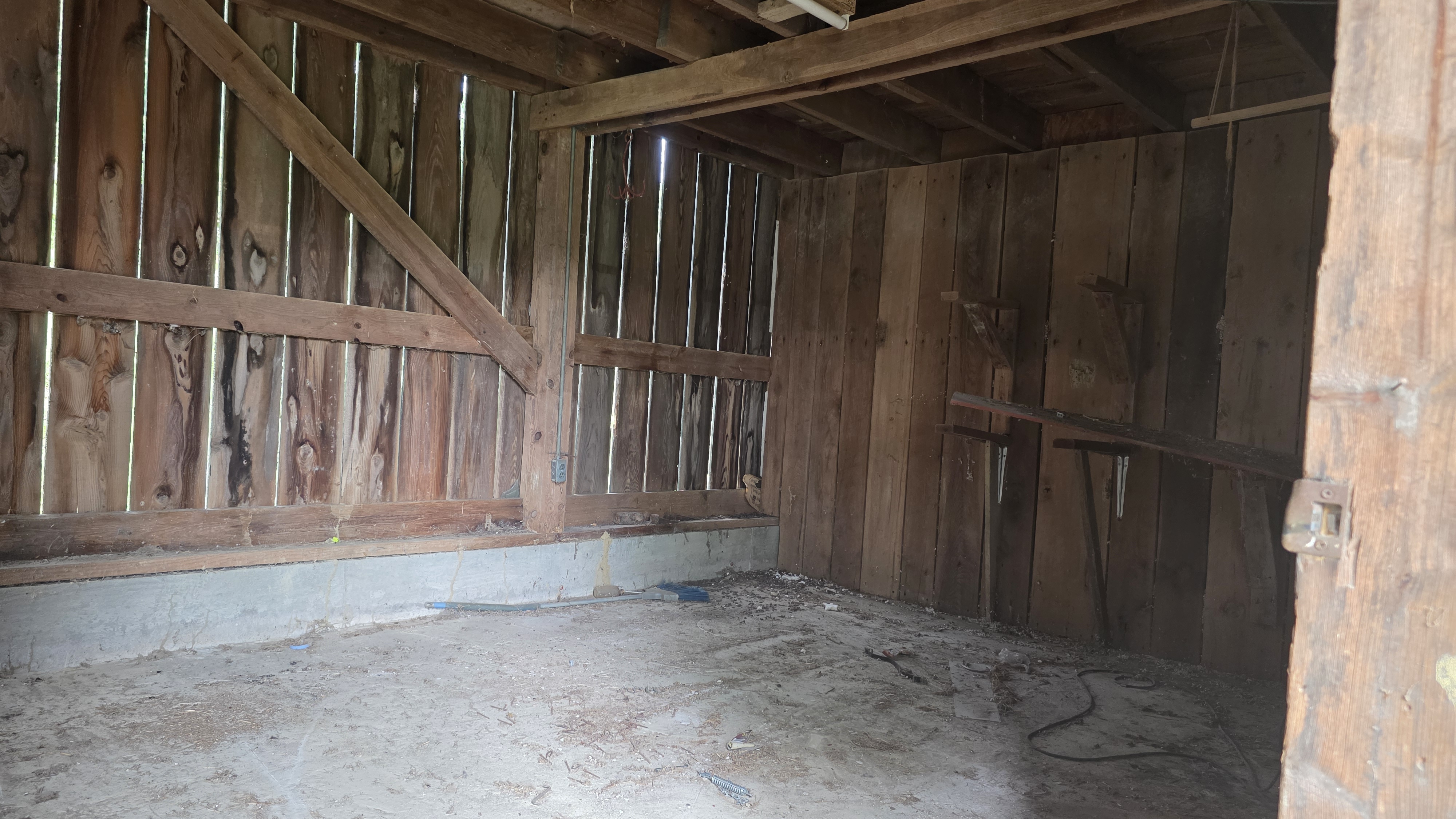 Inside a barn stall