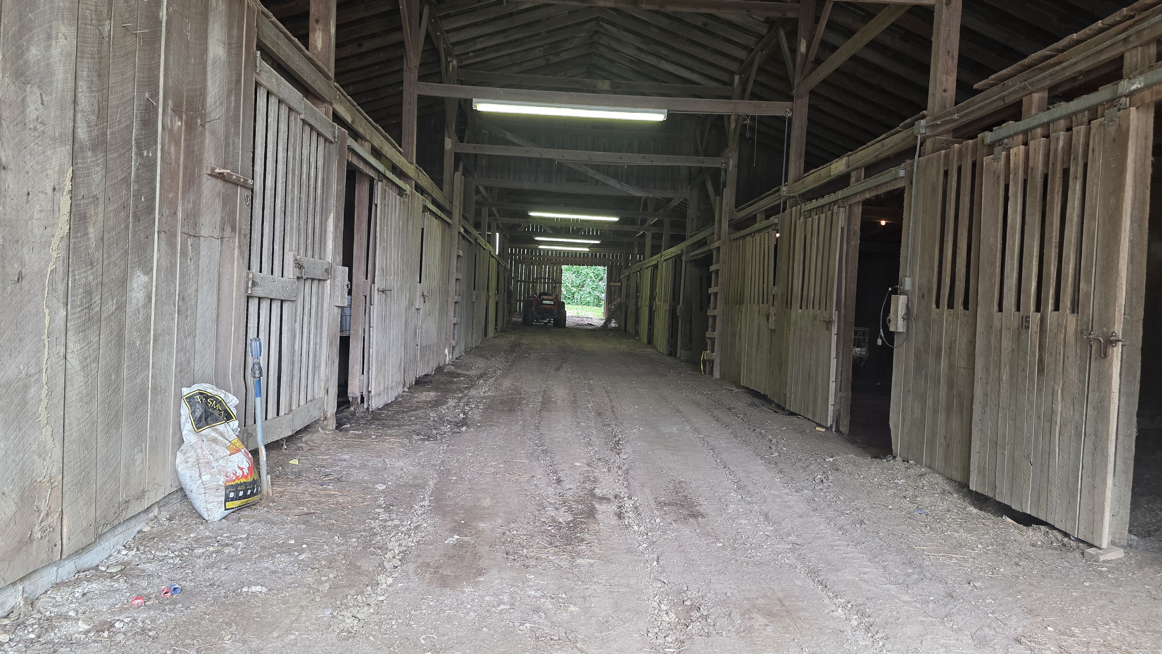 Barn center aisle with stalls on both sides