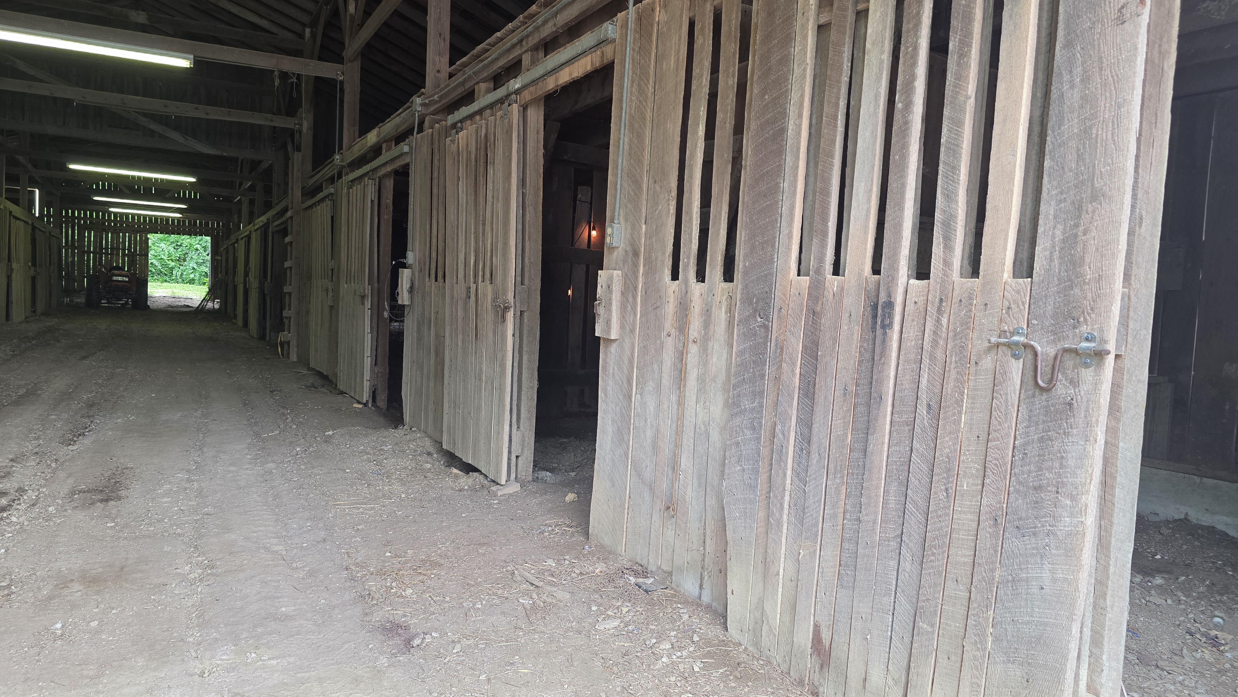 Barn stall doors and aisle