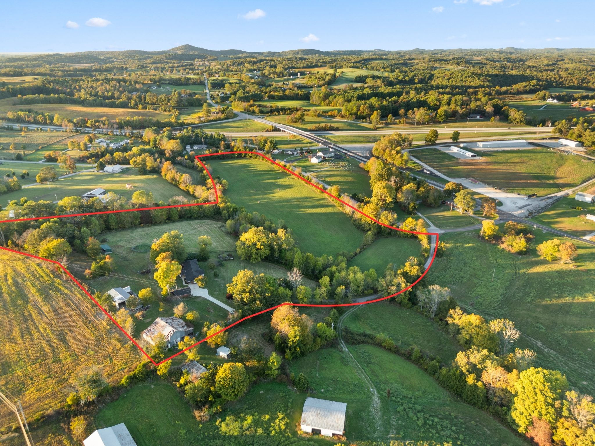 Aerial with property boundaries and road labels
