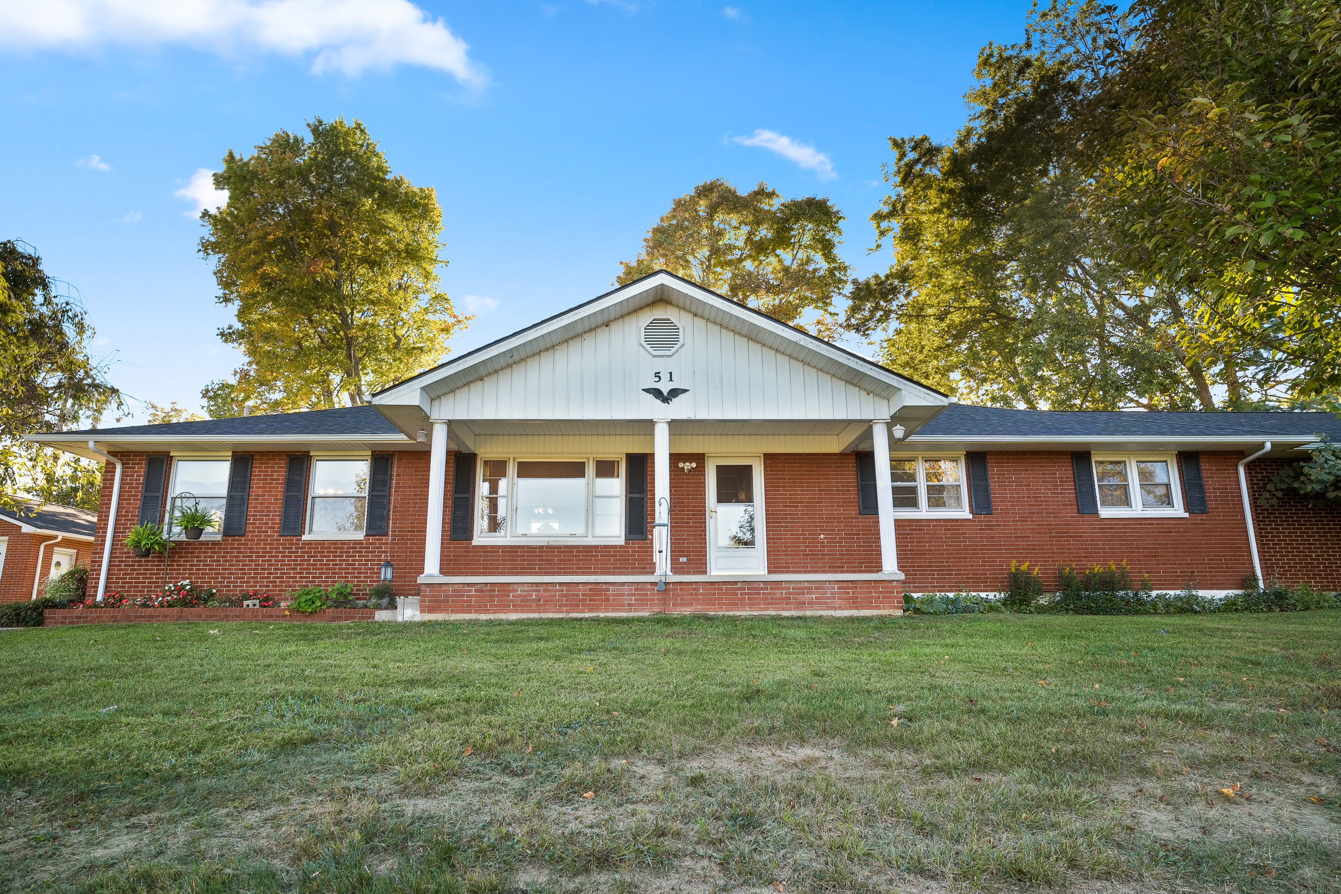 Brick ranch front facade