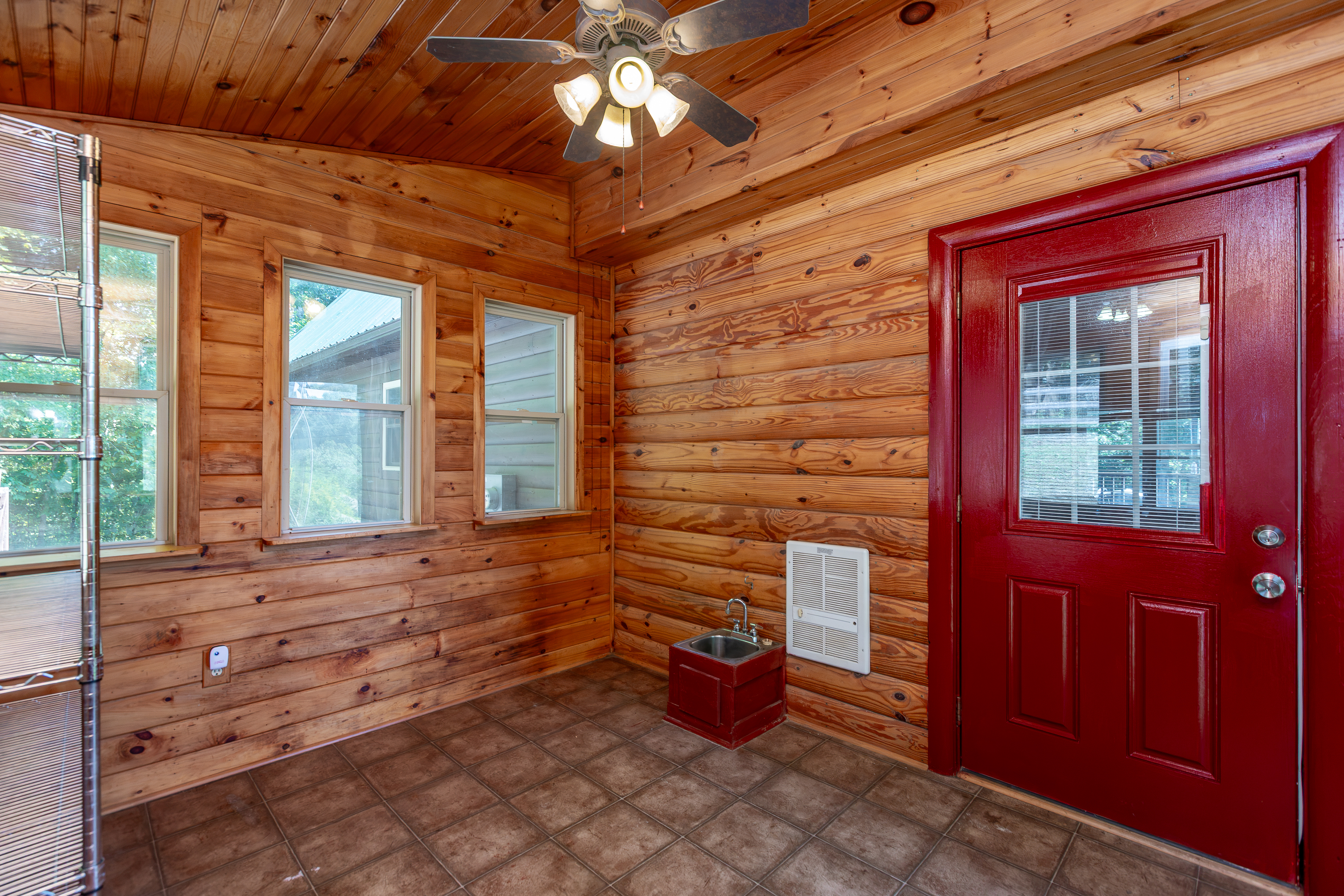Interior room with log walls