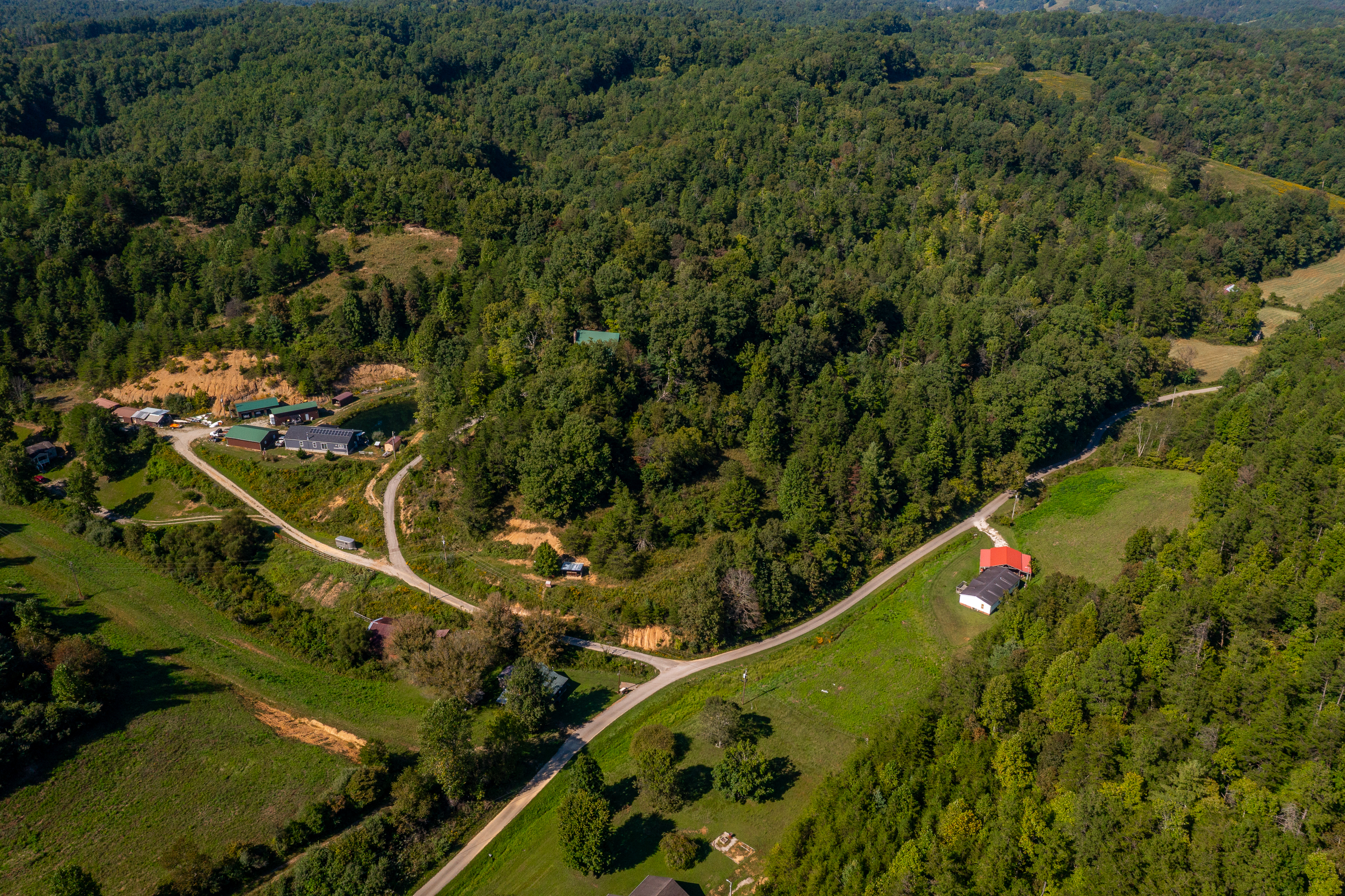 Aerial view of surrounding countryside